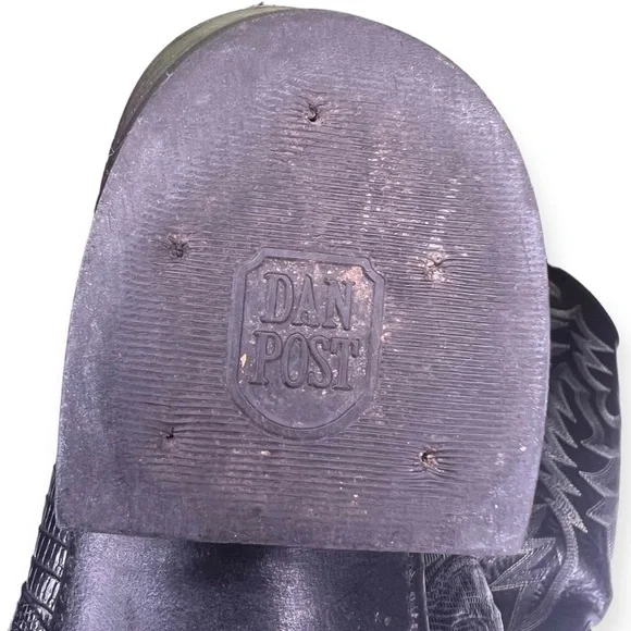 Dan Post Men’s Black Leather Cowboy Boots Size 8 D Great Condition!! Rockabilly - Picture 6 of 9